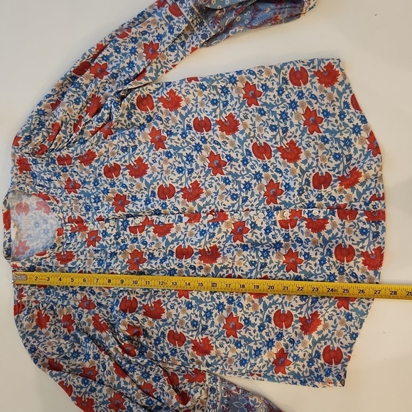 Spell And The Gypst Floral Blue Red Button Up Blouse Extra Small - Picture 9 of 10